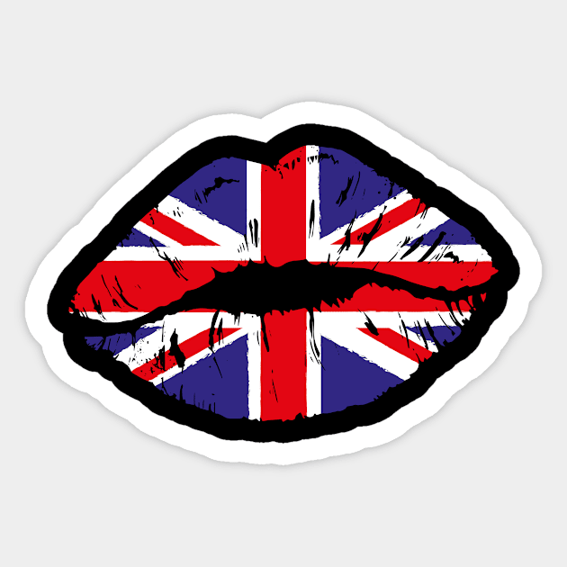 Great Britain Flag Sexy Lips - Travel Souvenir Sticker by bluerockproducts